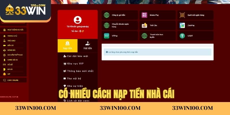 Có nhiều cách nạp tiền nhà cái